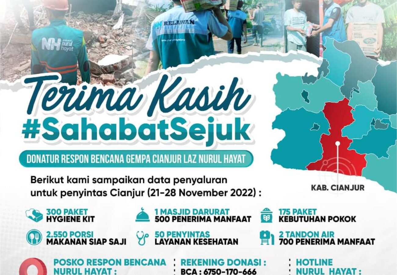 Momen Haru Saat Para Penyintas Bencana Gempa Cianjur Ucapkan Terima Kasih kepada Sahabat Sejuk Nurul Hayat